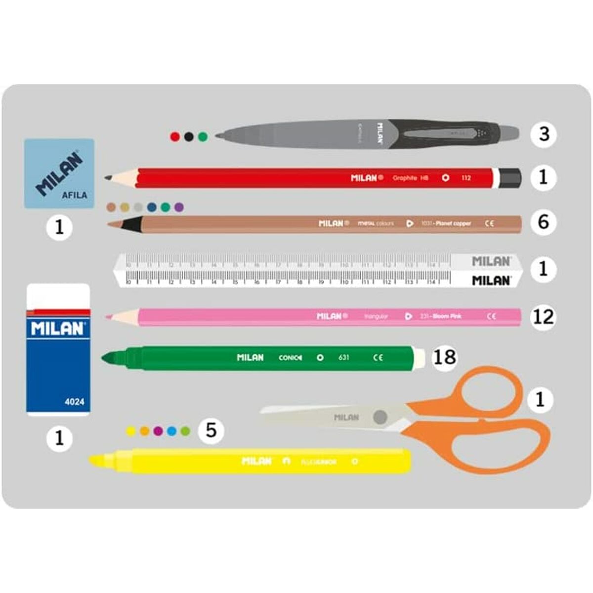 Triple Pencil Case Milan The Fun 19,5 x 13 x 7,5 cm Multicolour-4