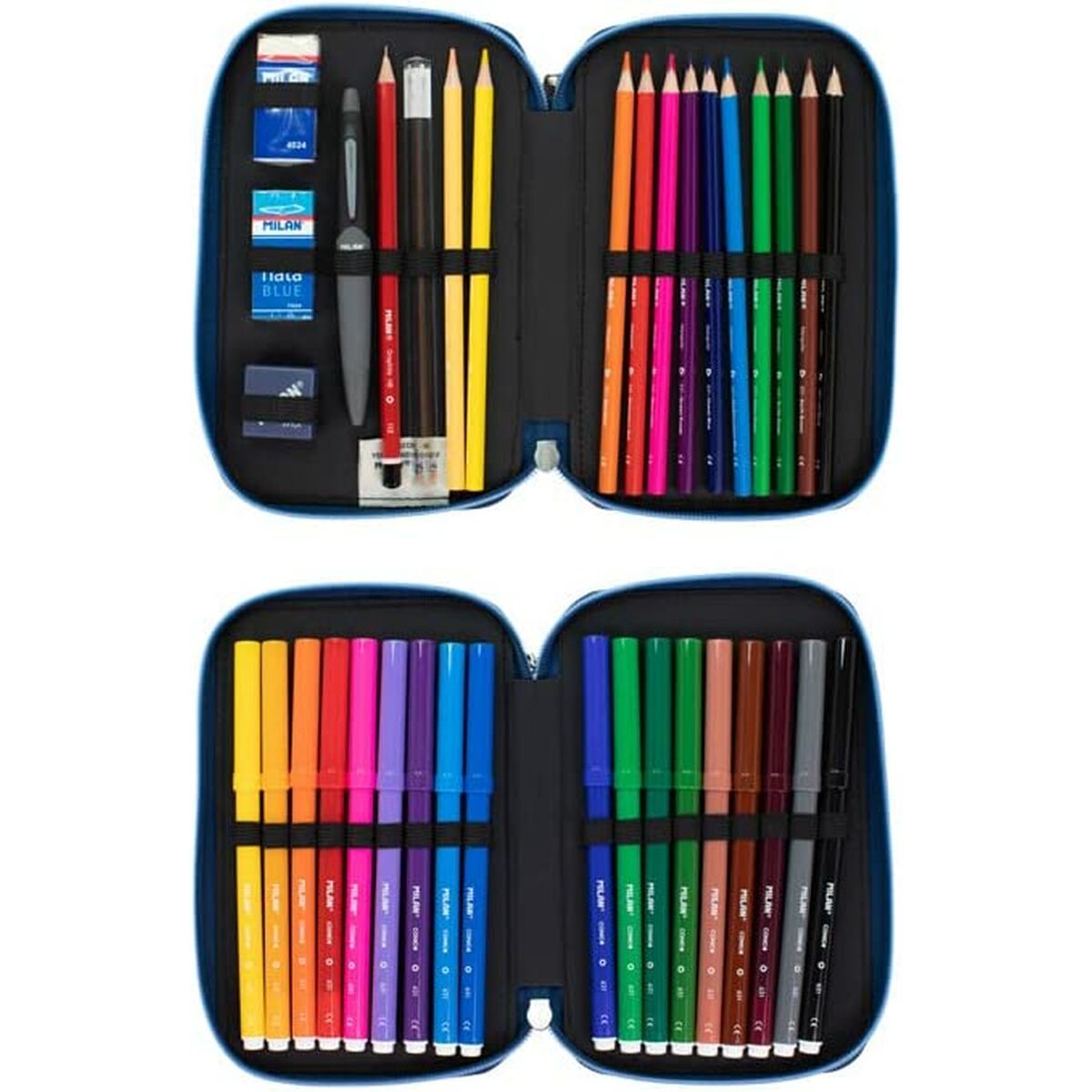 Double Pencil Case Milan The Fun Blue (19,5 x 13 x 5 cm)-1