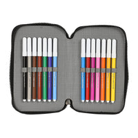 Double Pencil Case Transformers 12.5 x 19.5 x 4 cm Black (28 pcs)-1