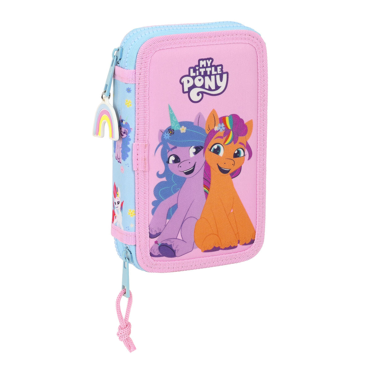 Double Pencil Case My Little Pony Wild & free 12.5 x 19.5 x 4 cm Blue Pink (28 pcs)-0
