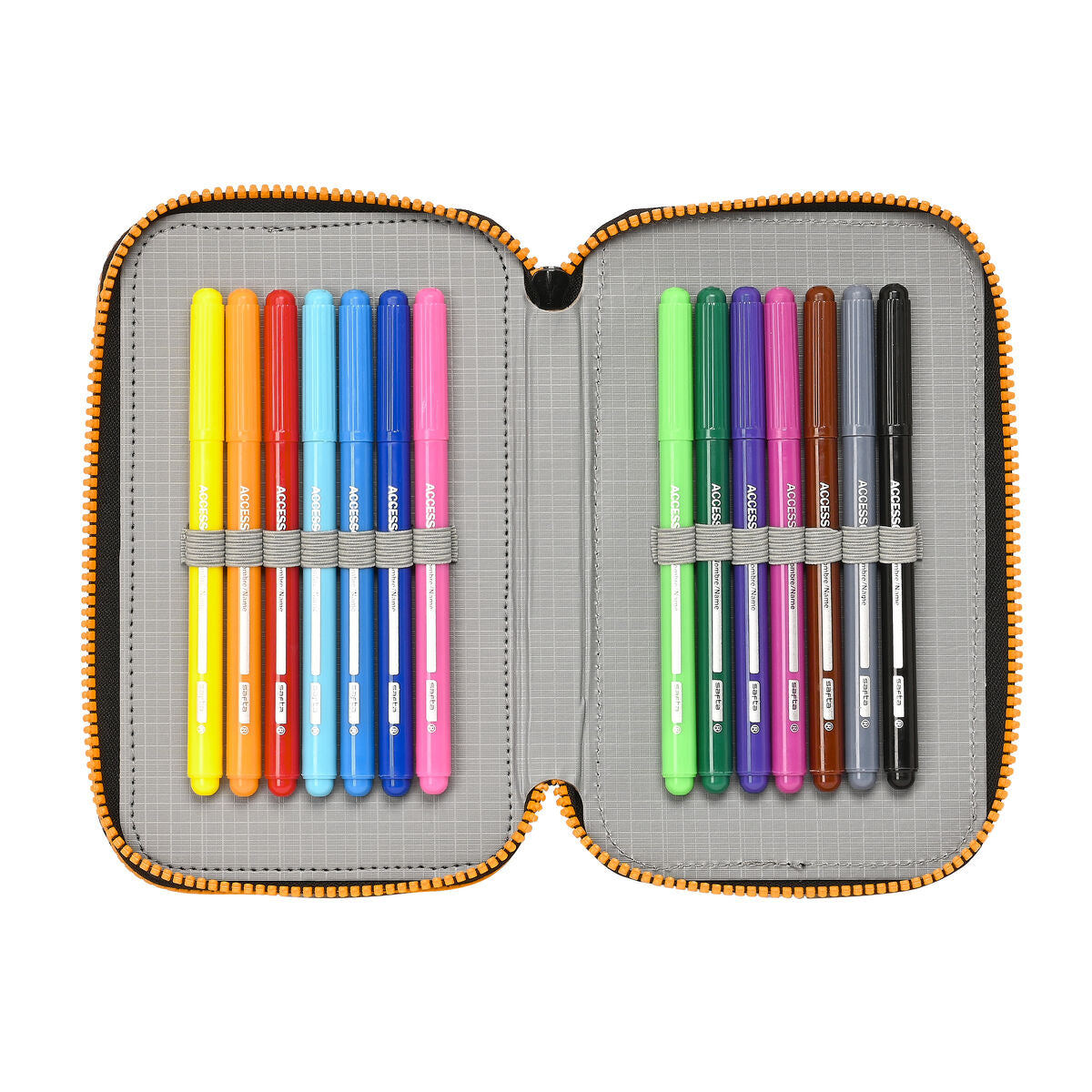 Triple Pencil Case Naruto 12.5 x 19.5 x 5.5 cm Black Orange (36 Pieces)-1
