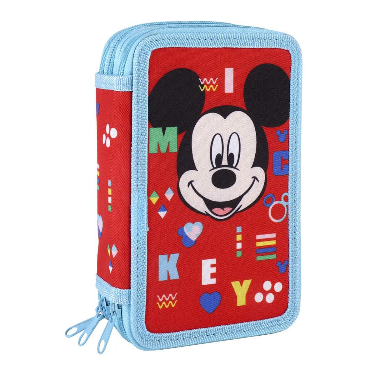 Triple Pencil Case Mickey Mouse 43 Pieces Red (12 x 19,5 x 6,5 cm)-0
