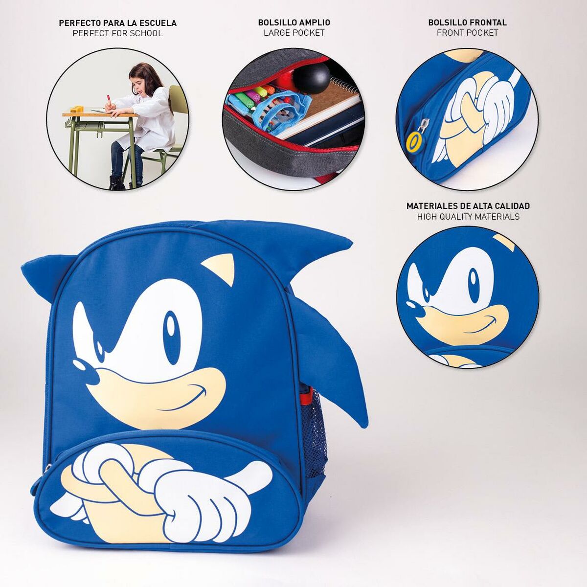 School Bag Sonic Blue 15,5 x 30 x 10 cm-4