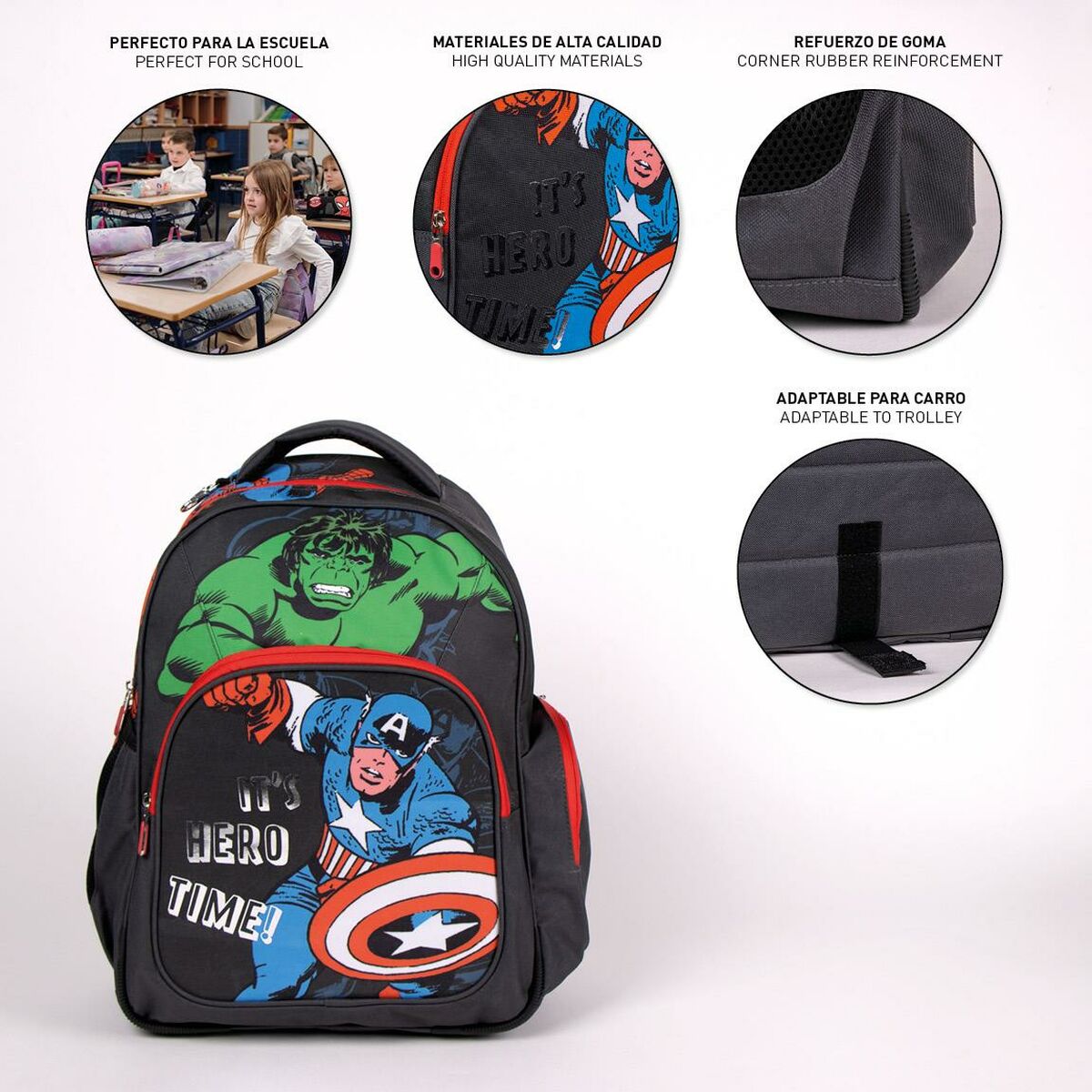 School Bag The Avengers Black 32 x 15 x 42 cm-9