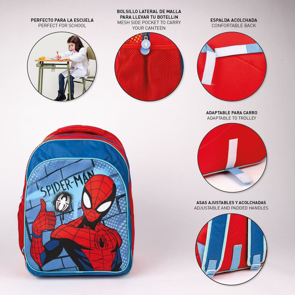School Bag Spiderman Red Blue-3