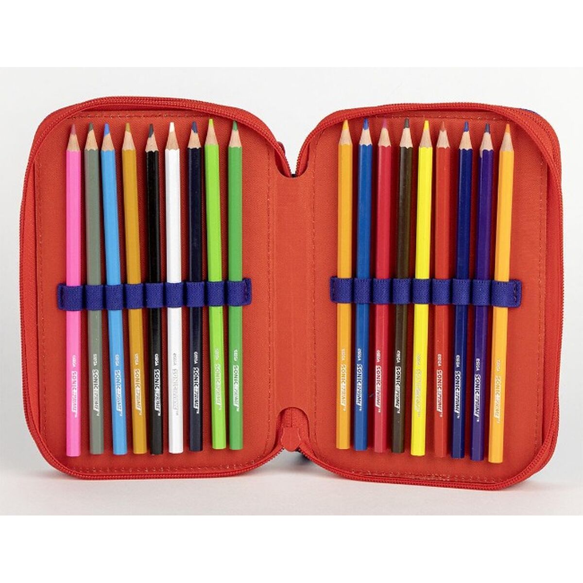 Triple Pencil Case Sonic Purple 13 x 7 x 20 cm-2